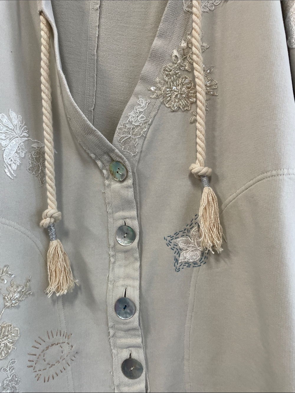 Free People Embroidered Cream Cardigan sweatshirt - Picture 13 of 17